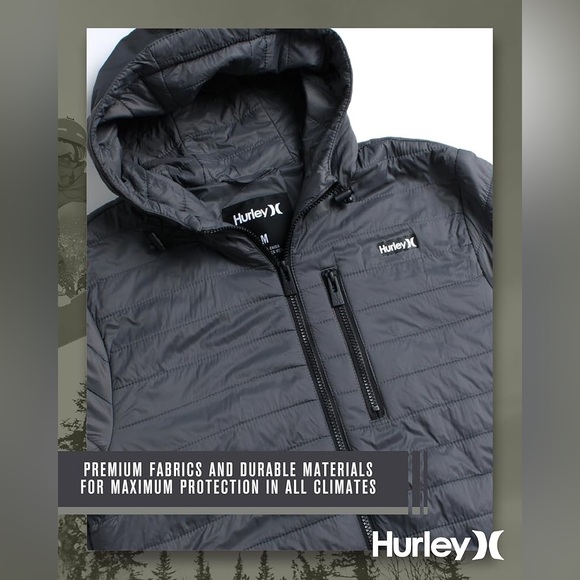 New Hurley Men's Jacket Balsam Lightweight Packable Puffer Coat Outerwear Small - Picture 10 of 13